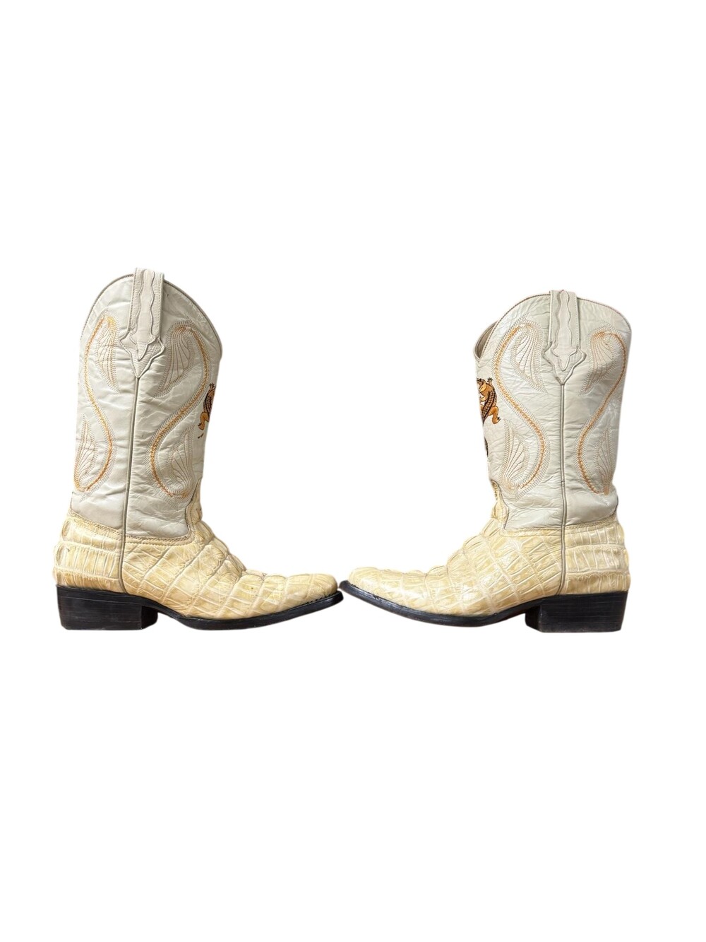 Doraldo Western Boots Mens Size 8 White snakeskin Leather Pointed Toe Cowboy